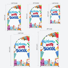Aperturee - Aperturee Books Class Clock Welcome To School Half Moon Arch Backdrop
