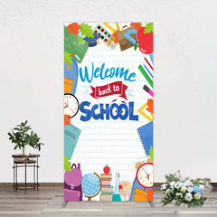 Aperturee - Aperturee Books Class Clock Welcome To School Rectangle Backdrop