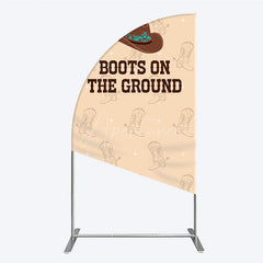 Aperturee - Aperturee Boots On The Ground Western Half Moon Arch Backdrop Cowboy Hat and Boots Pattern Country Themed Birthday Party Decor