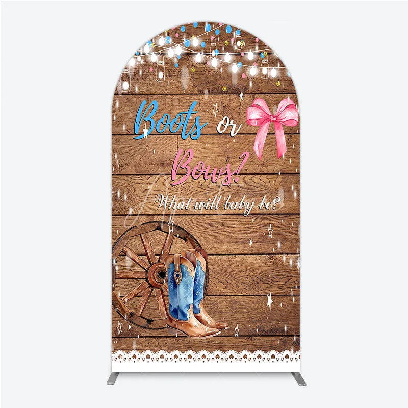 Aperturee - Aperturee Boots or Bows Gender Reveal Arch Backdrop Kit Cowboy Baby Shower Party Decor