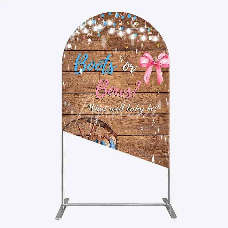 Aperturee - Aperturee Boots or Bows Gender Reveal Arch Backdrop Kit Cowboy Baby Shower Party Decor