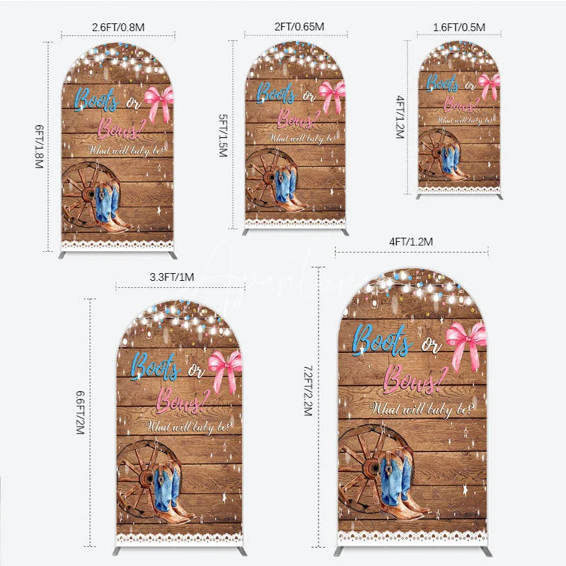 Aperturee - Aperturee Boots or Bows Gender Reveal Arch Backdrop Kit Cowboy Baby Shower Party Decor