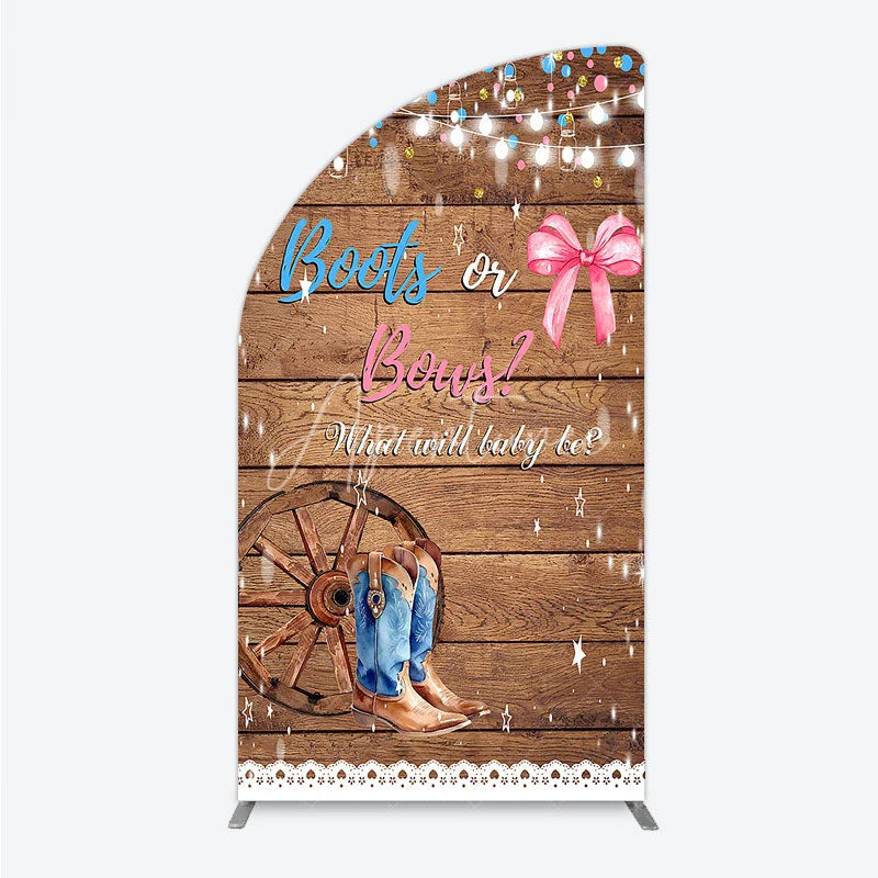 Aperturee - Aperturee Boots or Bows Gender Reveal Half Moon Arch Backdrop Kit Cowboy Baby Shower Party Decor