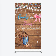 Aperturee - Aperturee Boots or Bows Gender Reveal Rectangle Backdrop Kit Cowboy Baby Shower Party Decor