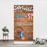 Aperturee - Aperturee Boots or Bows Gender Reveal Rectangle Backdrop Kit Cowboy Baby Shower Party Decor