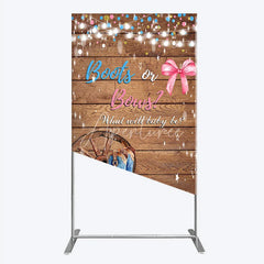 Aperturee - Aperturee Boots or Bows Gender Reveal Rectangle Backdrop Kit Cowboy Baby Shower Party Decor