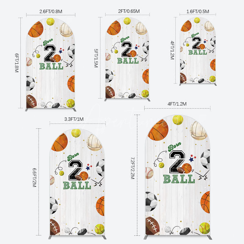 Aperturee - Aperturee Born 2 Ball Boy Birthday Party Arch Backdrop