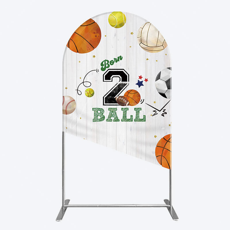 Aperturee - Aperturee Born 2 Ball Boy Birthday Party Arch Backdrop