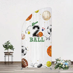 Aperturee - Aperturee Born 2 Ball Boy Birthday Party Half Moon Arch Backdrop