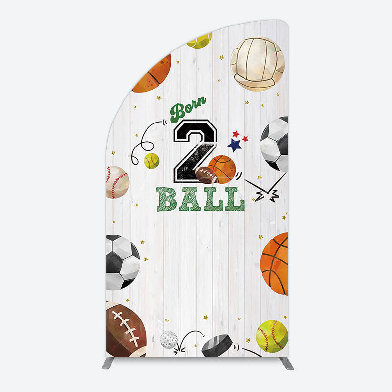 Aperturee - Aperturee Born 2 Ball Boy Birthday Party Half Moon Arch Backdrop