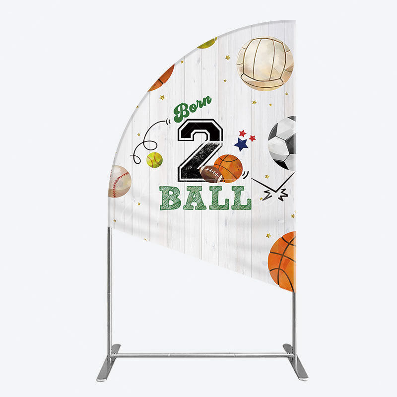 Aperturee - Aperturee Born 2 Ball Boy Birthday Party Half Moon Arch Backdrop