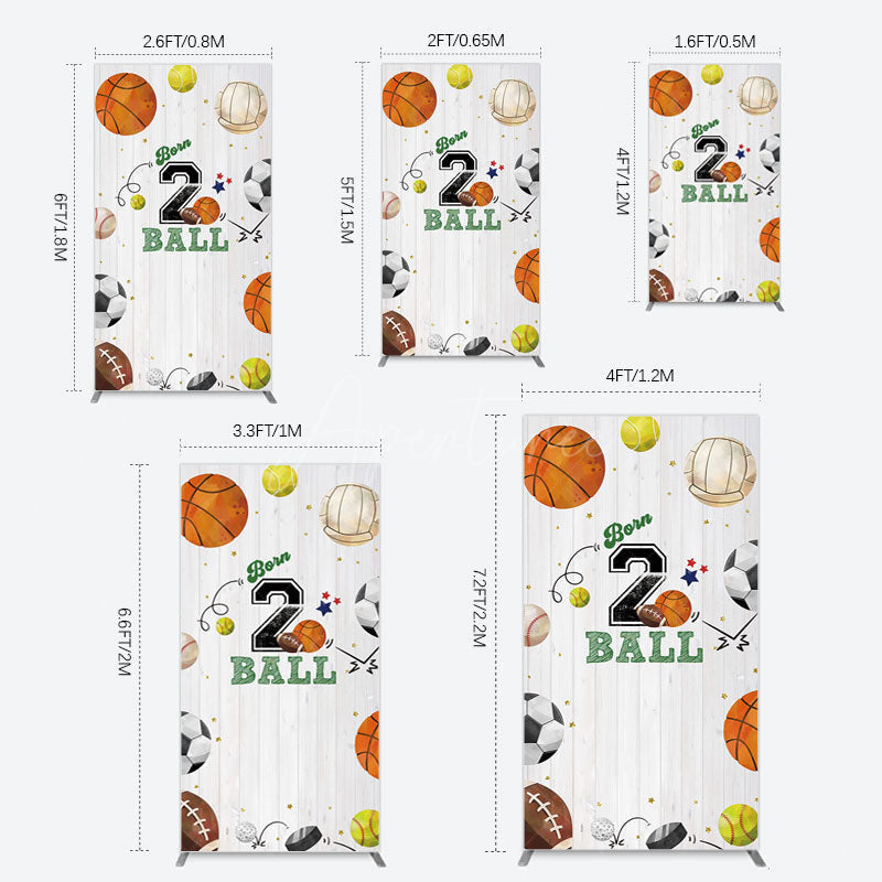 Aperturee - Aperturee Born 2 Ball Boy Birthday Party Rectangle Backdrop