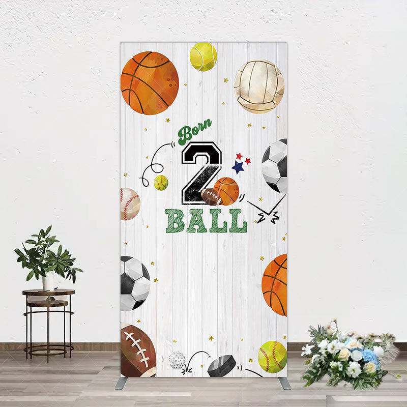 Aperturee - Aperturee Born 2 Ball Boy Birthday Party Rectangle Backdrop
