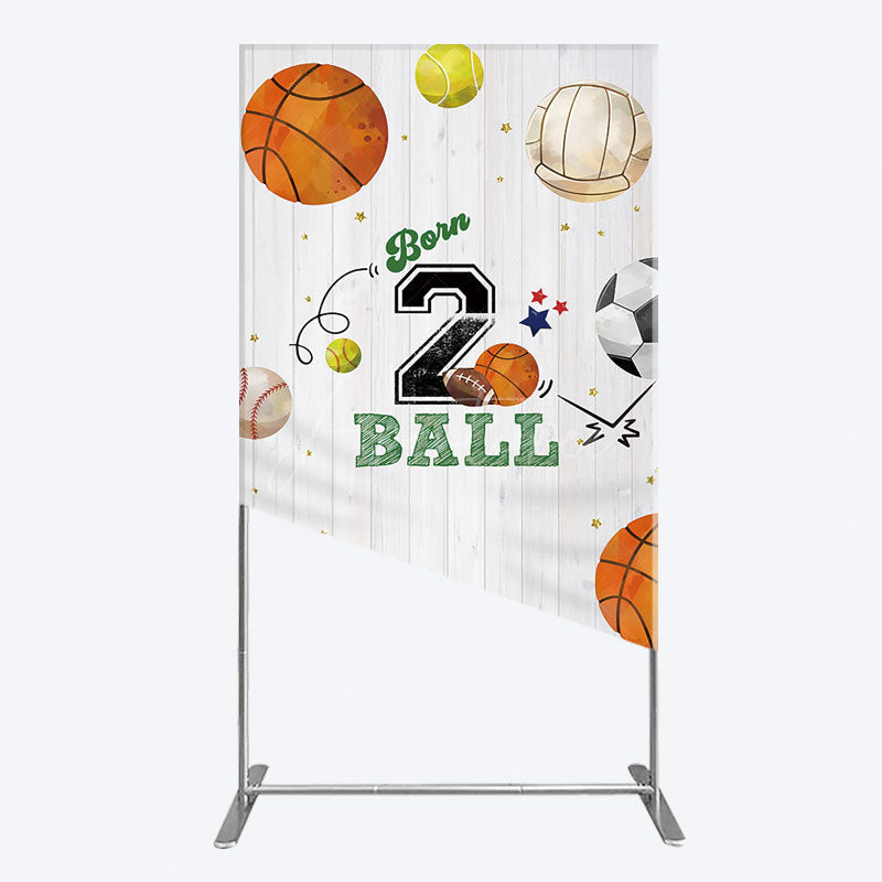 Aperturee - Aperturee Born 2 Ball Boy Birthday Party Rectangle Backdrop