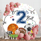 Aperturee - Aperturee Born 2 Ball Sports White Round Birthday Backdrop