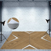 Aperturee - Aperturee Borwn Wooden White Fabric Floor Backdrop For Photo