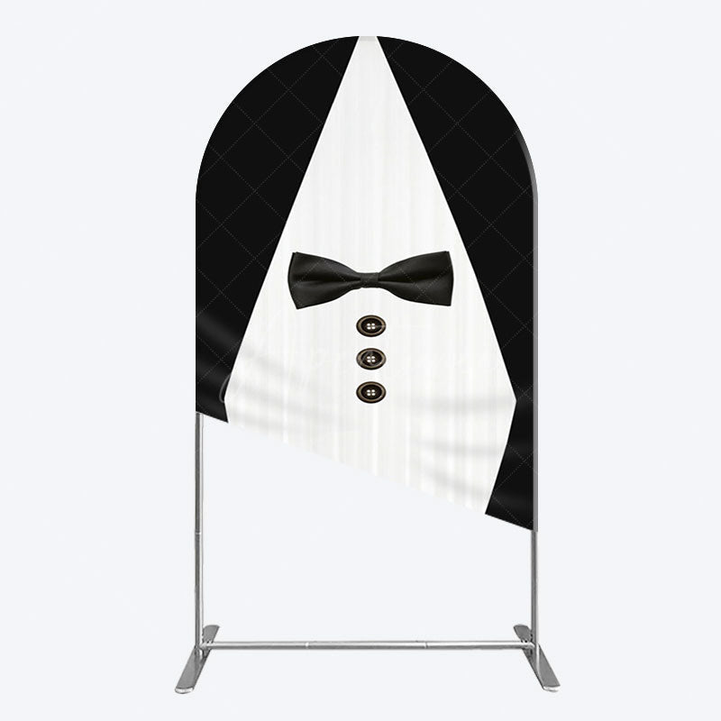Aperturee - Aperturee Boss Suit Black White Happy Birthday Arch Backdrop