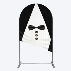 Aperturee - Aperturee Boss Suit Black White Happy Birthday Arch Backdrop