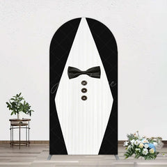 Aperturee - Aperturee Boss Suit Black White Happy Birthday Arch Backdrop