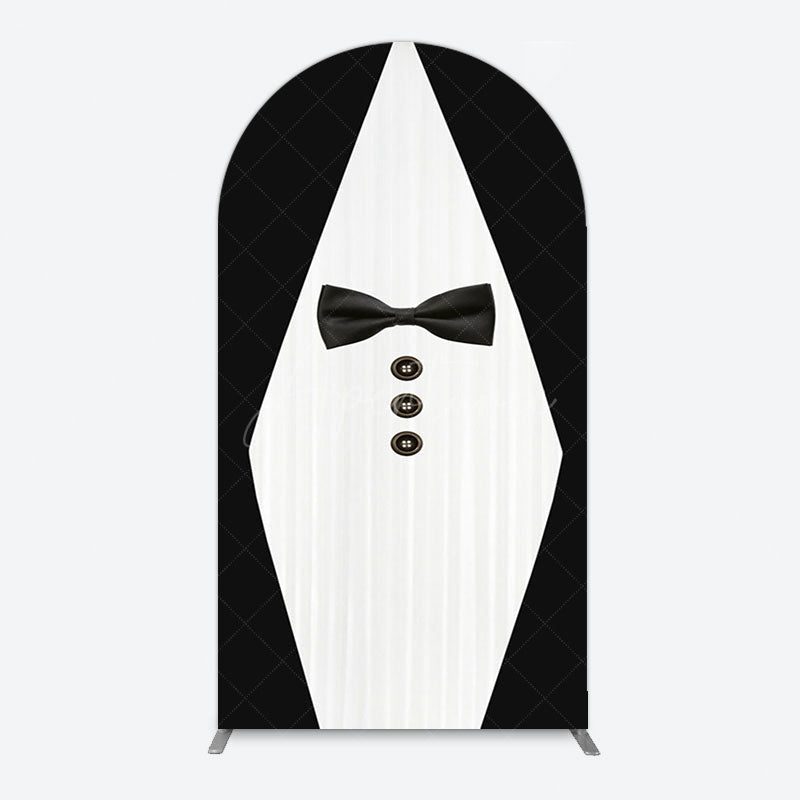 Aperturee - Aperturee Boss Suit Black White Happy Birthday Arch Backdrop