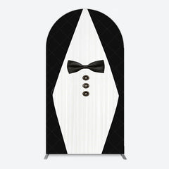 Aperturee - Aperturee Boss Suit Black White Happy Birthday Arch Backdrop