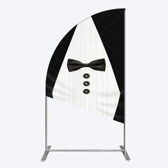 Aperturee - Aperturee Boss Suit Black White Happy Birthday Half Moon Arch Backdrop