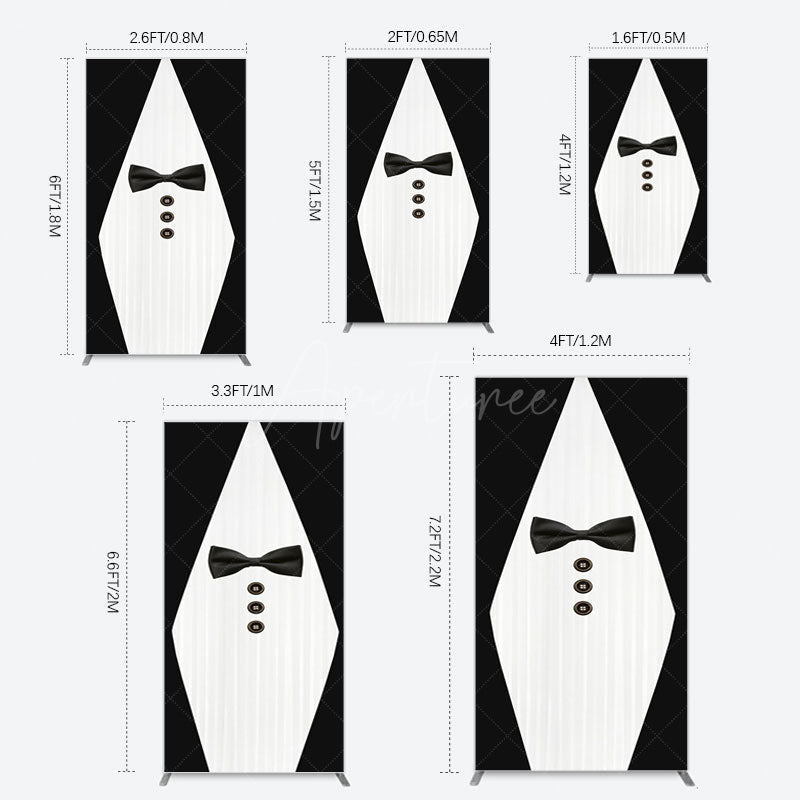 Aperturee - Aperturee Boss Suit Black White Happy Birthday Rectangle Backdrop