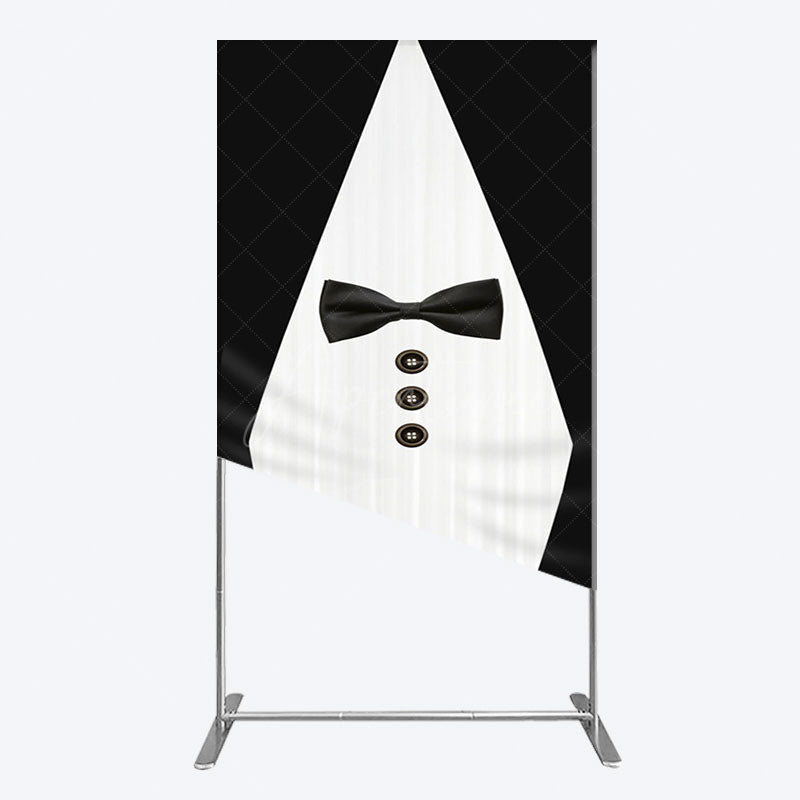 Aperturee - Aperturee Boss Suit Black White Happy Birthday Rectangle Backdrop