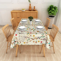 Aperturee - Aperturee Botanical Floral Rectangle Tablecloth Heart Flowers and Birds Dining Table Cover Decor