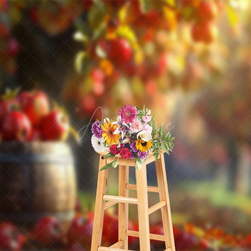 Aperturee - Aperturee Bountiful Apple Orchard Bokeh Photography Backdrop