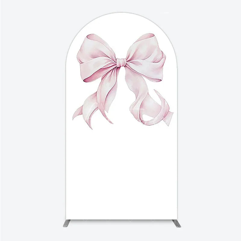 Aperturee - Aperturee Bow Arch Backdrop Cover Elegant Fabric Drape for Party Entrance Decor Decorative Frame for Birthday Baby Shower Photo