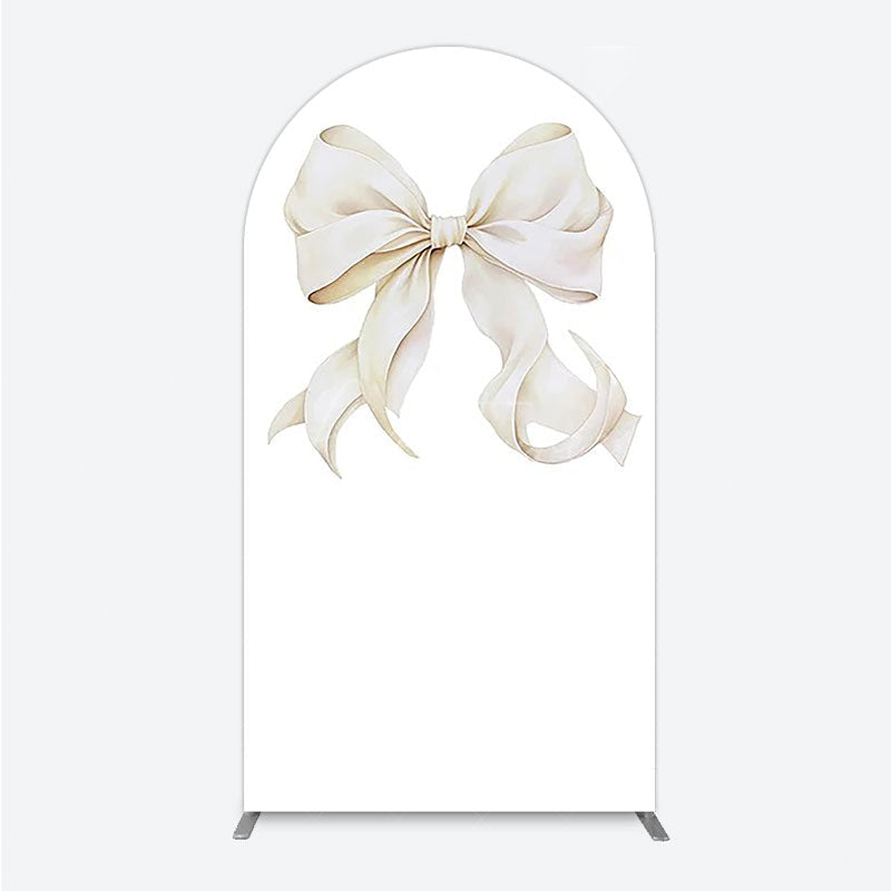 Aperturee - Aperturee Bow Arch Backdrop Cover Elegant Fabric Drape for Party Entrance Decor Decorative Frame for Birthday Baby Shower Photo