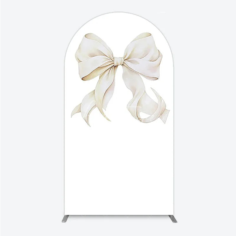 Aperturee - Aperturee Bow Arch Backdrop Cover Elegant Fabric Drape for Party Entrance Decor Decorative Frame for Birthday Baby Shower Photo