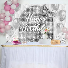 Aperturee - Aperturee Bow Balloon Bokeh Glitter Happy Birthday Backdrop
