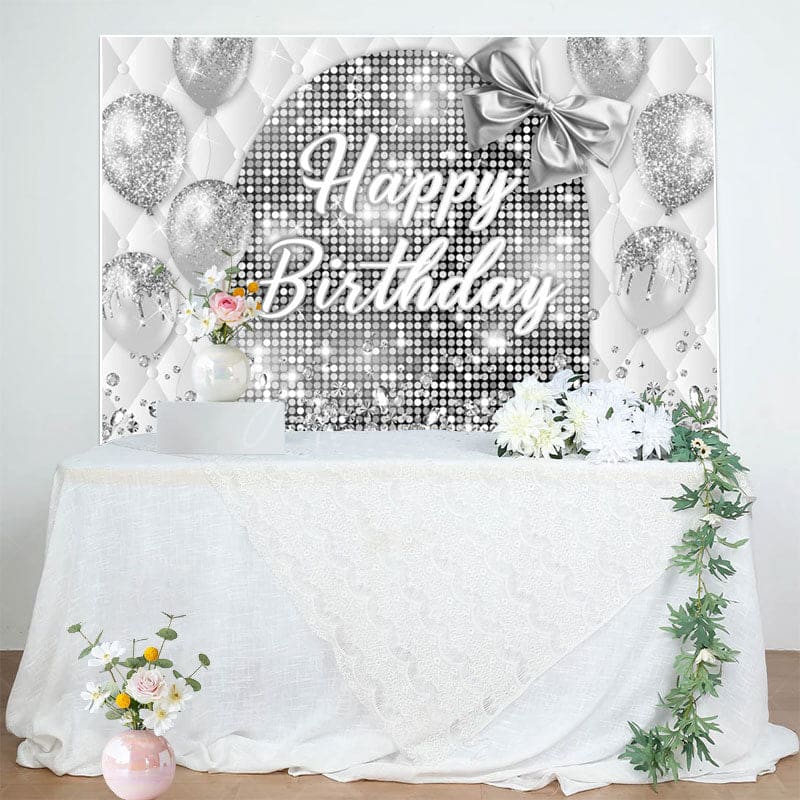 Aperturee - Aperturee Bow Balloon Bokeh Glitter Happy Birthday Backdrop