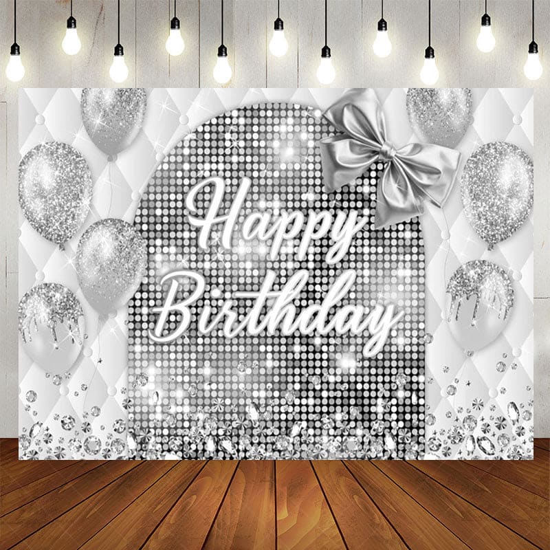 Aperturee - Aperturee Bow Balloon Bokeh Glitter Happy Birthday Backdrop