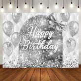 Aperturee - Aperturee Bow Balloon Bokeh Glitter Happy Birthday Backdrop