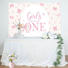 Aperturee - Aperturee Bow Girls Just Wanna Be One Pink Birthday Backdrop