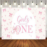 Aperturee - Aperturee Bow Girls Just Wanna Be One Pink Birthday Backdrop