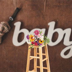 Aperturee - Aperturee Bow Tie Baby Wooden Birthday Cake Smash Backdrop