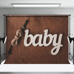 Aperturee - Aperturee Bow Tie Baby Wooden Birthday Cake Smash Backdrop