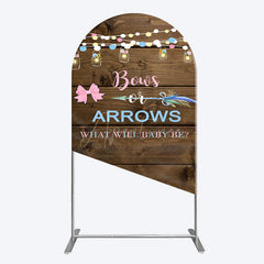 Aperturee - Aperturee Bows Or Arrows Wood Light Baby Shower Arch Backdrop
