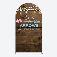 Aperturee - Aperturee Bows Or Arrows Wood Light Baby Shower Arch Backdrop