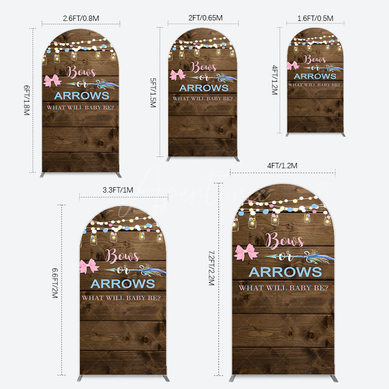 Aperturee - Aperturee Bows Or Arrows Wood Light Baby Shower Arch Backdrop