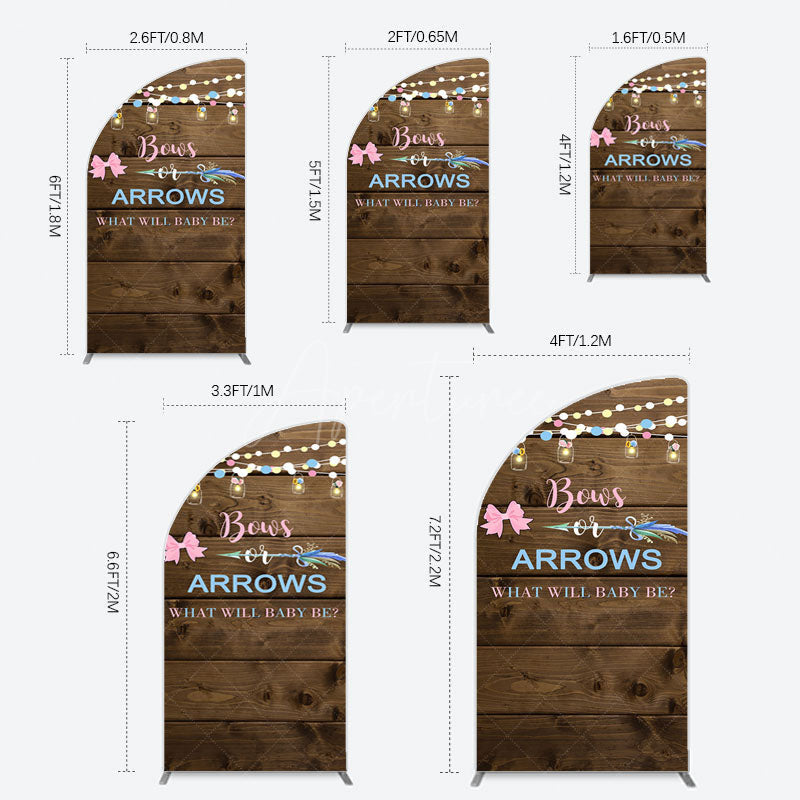 Aperturee - Aperturee Bows Or Arrows Wood Light Baby Shower Half Moon Arch Backdrop