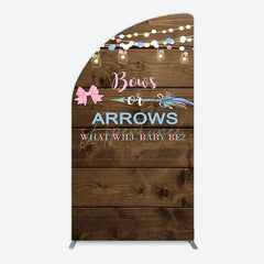 Aperturee - Aperturee Bows Or Arrows Wood Light Baby Shower Half Moon Arch Backdrop