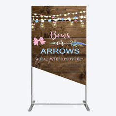 Aperturee - Aperturee Bows Or Arrows Wood Light Baby Shower Rectangle Backdrop