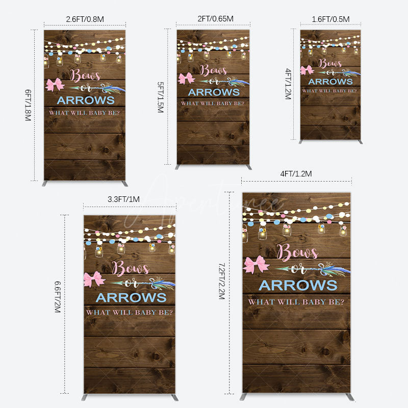 Aperturee - Aperturee Bows Or Arrows Wood Light Baby Shower Rectangle Backdrop