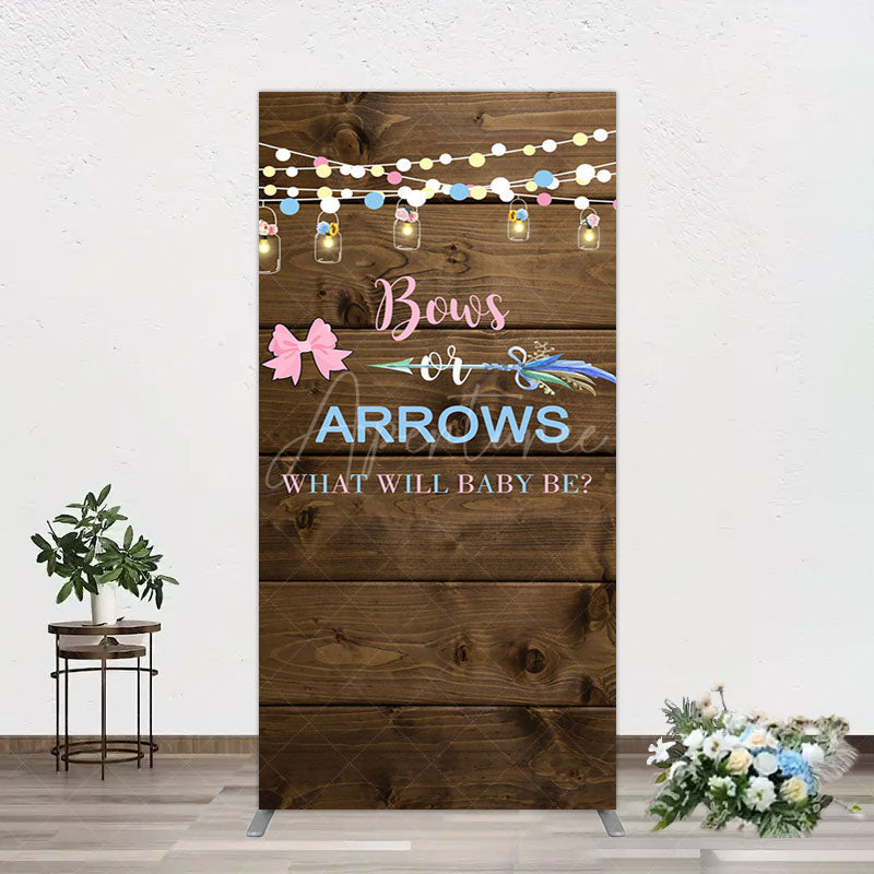 Aperturee - Aperturee Bows Or Arrows Wood Light Baby Shower Rectangle Backdrop