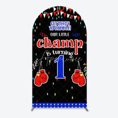 Aperturee - Aperturee Boxing 1st Birthday Arch Backdrop Little Champ Party Decoration Red Blue Glove Sport Background